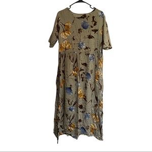 Cottagecore floral linen baby doll style dress